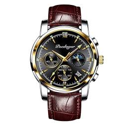 rorios Herrenuhren Mode Leuchtend Uhren wasserdichte Kalender Uhren mit Lederband Analogue Quartz Uhren für Herren Männer von rorios