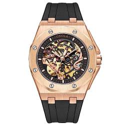 rorios Herrenuhren Unisex Portliche Uhr Mechanische Automatik Uhr Mode Leuchtend Armbanduhr wasserdichte Skelett Uhr mit Silikonarmband für Männer von rorios