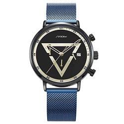 rorios Kreativ Herren Uhren Analoger Quarzuhr mit Mesh Edelstahlarmband Wasserdicht Armbanduhr für Männer Herren von rorios