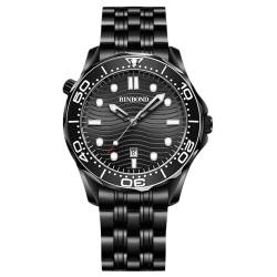 rorios Minimalistic Armbanduhren für Herren Freizeit Quarz Uhren wasserdichte Datum Kalender Uhr Leuchtend Analog Skala Uhr mit Edelstahl Armband für Männer Schwarz von rorios