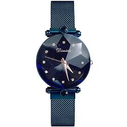 rorios Mode Damen Analog Quarzuhr Armbanduhren Mesh Armband Sternenklarer Himmel Simulierter Diamant Dial wasserdichte Armbanduhr Ladies Watches von rorios