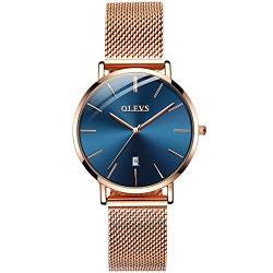 rorios Mode Damen Armbanduhren Kalender Edelstahl Dial Analog Quarz Edelstahlband Armbanduhren für Frauen Damenuhr von rorios