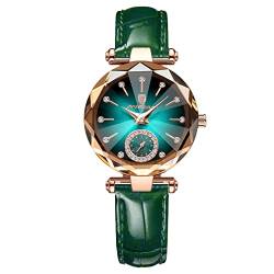 rorios Mode Damenuhr Analog Quarz Uhr mit Lederband Wasserdicht Frauen Uhren Diamant Armbanduhren für Frauen Mädchen von rorios