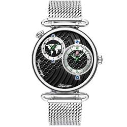 rorios Mode Herren Uhr Männer Edelstahlband Mesh Sport Datum Kalender Armbanduhren für Herren Wasserdicht Uhren von rorios