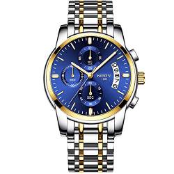 rorios Mode Herren Uhren Analog Quarz Armbanduhren Chronograph Uhr und Edelstahlband Zifferblatt Leuchtend Geschäft Uhren mit Kalender Multifunction Männer Armbanduhr von rorios