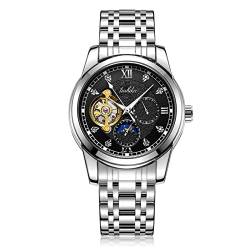 rorios Mode Herren Uhren Automatik Skelett Mechanische Uhren mit Mondphase Leuchtende Wasserdicht Armbanduhr von rorios