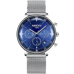 rorios Mode Herren Uhren Wasserdicht Quarz Armbanduhr Mesh Edelstahl Armband Sport Chronograph Uhr für Herren Männer von rorios