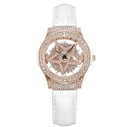 rorios Mode Kleid Damenuhr Analog Quarz Uhr mit Leder Armband Wasserdicht Diamant Armbanduhr von rorios