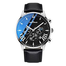 rorios Multifunktions Herrenuhren Herren Business Analoge Quarzuhr Sport Chronograph Männer Armbanduhr 3ATM Leuchtend Uhr mit Lederarmband von rorios