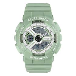 rorios Paar Elektronische Uhren Multifunktional Militär Armbanduhr Herren Damen Uhr Digital Analog Quarz Uhr Dual Display Harz Armband für Mädchen Jungen Grün B von rorios