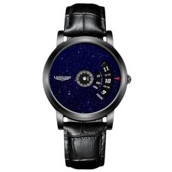 rorios Quartz Herrenuhren Kreatives Design Uhr Einzigartige Analoge Armbanduhr Mode Sternenhimmel Uhren Elegante Edelstahl Uhr für Herren Männer Blau B von rorios