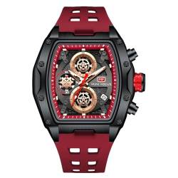 rorios Tonneau Armbanduhren für Herren Mode Multifunktional Uhr Analog Quarz Herrenuhren Punk Chronograph Uhren für Männer mit Silikon Armband von rorios