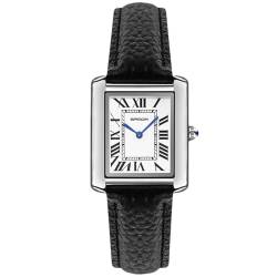 rorios Vintage Paar Uhren Analoge Quarz Armbanduhr Damen Herren Rechteckige Uhr Elegante Edelstahl Uhr Mode Einfach Uhr mit Leder Armband für Damen von rorios