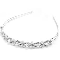 ROSENICE Diadem Kristall Strass Perlen Haarband Brautschmuck Hochzeit Stirnband (Silber) von rosenice