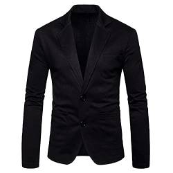 Blazer für Herren, UK, Herren, schmale Passform, einfarbig, Anzug, Kragen, lässig, klein, Anzugjacke für Herren, Schwarz , S von routinfly