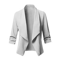 Damen Blazer Eleganter Mit Offener Front LäSsige Strickjacke Stilvoller Business BüRo Revers Blazer Damen Mantel 3/4 RüSchenäRmel Festival Jacke Slim Schicker Saum Solider Anzug Arbeitskleidung von routinfly