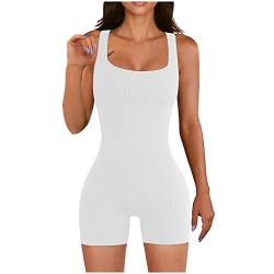 Damen Jumpsuit Damen Kurzer Enger Yoga Bodysuit Elegant Sexy Ärmellos Tank Top Overall Sommer Stretch Nahtlos Bodycon Playsuit Bund Quadrat Hals Kurz Romper Trainingsanzug Fitness Outfit Gym Kurz von routinfly