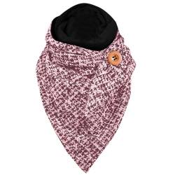 Damen Schals Warmer Dreieckschal mit Button Winterschals Retro Damen Wickelschal Lässige Herbstschal Winterschal Halstücher übergroßer Weich Scarf Poncho Geschenk (Rot) von routinfly