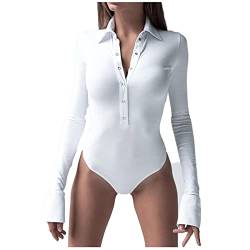 Damen Sexy Solid V-Ausschnitt Langarm Body Bluse Top Overall Strampler Club Outfits Pullover Strampler von routinfly