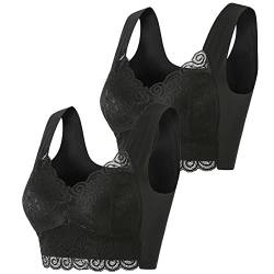 Damen Sport BH Sexy Spitzen BH V-Ausschnitt Push Up BH Ohne BüGel Alltags BH LäSsig Breite TräGer Wattiertes Bustier Bequeme UnterwäSche Stylischer Minimiser BH Passend FüR GroßE Und Kleine BrüSte von routinfly