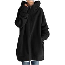 Kapuzenjacke Damen Einfacher Langer Sweatjacke Mit Kapuze Mit ReißVerschluss Casual Full Zip Up Hoodie Mantel Mit Kordelzug Mode Sweatshirt Langarm Kapuzenpullover Mit Taschen LäSsige Kapuzenjacke von routinfly