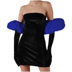 Sexy Club-Kleid für Frauen Wickelkragen schulterfrei mit Puffärmeln fester Samt schlank elegant Tasche Hüftkleid von routinfly