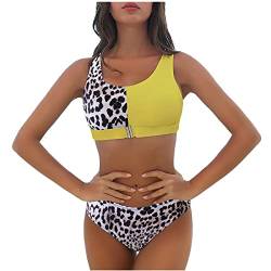 Sexy Sommer-Badeanzug für Frauen zweiteilig Reißverschluss-Badeanzüge Leopardenmuster Spleißen Beachwear Bikini-Set mit mittlerer Taille von routinfly