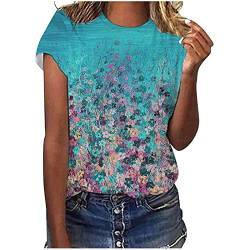 Sommer-Pullover-T-Shirts für Frauen mit Rundhalsausschnitt, Kurzarm-T-Shirt mit Blumendruck, Sweatshirt, Oberteile, lässig, locker, Daliy-Bluse von routinfly