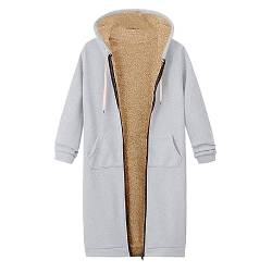 Sweatjacke Damen 2023 Kapuzenjacke Herbst Winter Outing Warm Langer Kapuzenmantel ReißVerschluss Fleece Sweatshirt Elegante Jacke Tops Outwear Langarm Outdoor Jacke Langarm Hoodie Mit Tasche von routinfly