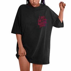 Übergroßes Sweatshirt für Frauen mit Rundhalsausschnitt tiefer Schulter Kurzarm-Oberteilen Buchstaben bedruckt Plus-Bluse Sommer lockere Hemden von routinfly