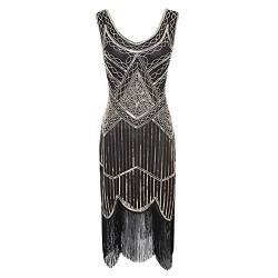 routinfly Abendkleider & Abendkleider für Damen Großbritannien | Übergröße Vintage 1920er Jahre Flapper Quaste Tolles Cocktailkleid für Abendpartys | Mexikanisches Kostüm von routinfly