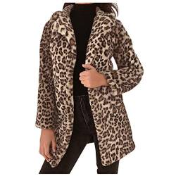 routinfly Damen Leopard Kunstpelz Imitation Revers Langarm Mantel Outwear Mantel Jacke Damen Herbstmode 2022 Damen Windjacke von routinfly