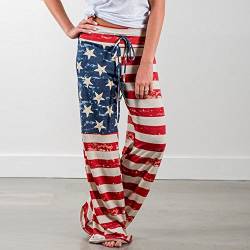 routinfly Damen Pumphose Harem-Stil Yoga Hose，Frauen amerikanische Flagge Kordelzug weites Bein Hosen Leggings S-XL von routinfly