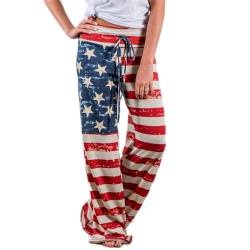 routinfly Damen Pumphose Harem-Stil Yoga Hose，Frauen amerikanische Flagge Kordelzug weites Bein Hosen Leggings S-XL von routinfly