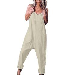 routinfly Frauen Casual Loose V Neck Sleeveless Jumpsuits Onesie Fp Dupes Romper Leinen Lightweight Wide Leg Baggy Jumpsuits Sexy Dressy Adjustable Spaghetti Strap Plus Size Pants Low Cut Jumpsuit von routinfly