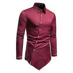 routinfly Herren Kleid Hemd Slim Fit Langarm Hipster Dashiki Shirts Stickerei Casual Top Asymmetrisch Bluse Tuniken Denim Shirt von routinfly