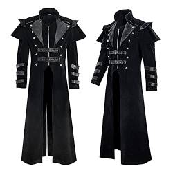 routinfly Herren Steampunk Jacke - Gothic Kostüm Langer Frack Vintage Windjacke Halloween Gehrock Uniform Smoking Mantel von routinfly