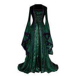 routinfly Mittelalterliches Damenkleid, Retro-Stil, einfarbig, Trompetenärmel, Prinzessinnenkleid, Ballkleid, Renaissance, Vintage-Kleid, königliches Gericht Prinzessinnen-Kostüm, Kleid für Party von routinfly