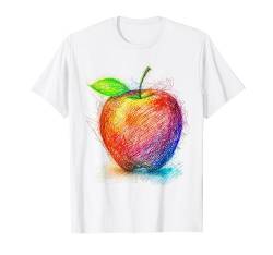 Apfel Obst Zeichnung Kunst Buntes Motiv Apf T-Shirt von @rtY