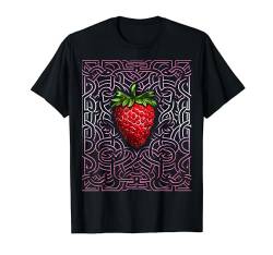 Erdbeer-Kunst-Mandala, Fantasy-Fruchtgrafik T-Shirt von @rtY