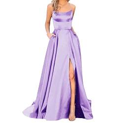 Abendkleid Ballkleider Damen Lange Damen Elegant Neckholder Rückenfrei Lange KleiderCrisn Satin Spaghetti Party Abendkleid Seitenschlitz Hochzeit Abendgesellschaft Kleid Damen Kleid Festlich Elegant von rtdgcv