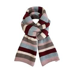 Strickschal Damen Bunt Pashmina Schal Damen Strickschal Damen Damen-Herbst- und Wintermode, lässig, gestreift, Colorblock, gestrickt, warmer Schal Roter Schal Damen Kaschmir Schal Damen von rtdgcv