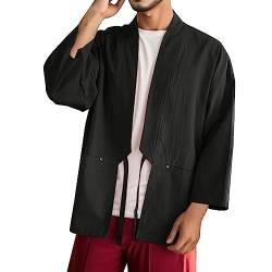 rtdgcv Herren-Stil, nationaler Stil, Retro-Hanfu-japanischer lockerer Cardigan-Mantel Strickjacke Herren Dunkelgrau Männer Frühling und Herbst von rtdgcv