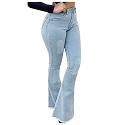 rtdgcv Hose Mit Hoher Taille Damen Jeans Classic Hosen mit massiver Glocke elastische Jeanim Taschen für Frauen Botton Hosen Sportrock Damen Mit Hose (Light Blue, XXL) von rtdgcv