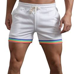 rtdgcv Jogginghose Shorts Herren Männliche Sommer Einfarbig Regenbogen Hosen Tasche Kordelzug Lose Beiläufige Sport Läuft Gerade Shorts Strand Hosen Sportbekleidung Für Herren von rtdgcv