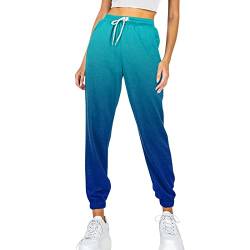 rtdgcv Kleidung Damen Hose Blau Frauen Taschen Hose Jogginghose Bedruckte Bequeme hoch taillierte Workout Athletic Lässige Joggerhose Dienstkleidung Pflege Hose Damen (Blue, XL) von rtdgcv