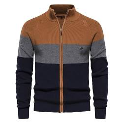 rtdgcv Strickmantel Modisches, farblich passendes, großes Baumwoll-Cardigan-Pullover mit Reißverschluss für Herren Wattierter Herrenmantel (Orange, XL) von rtdgcv