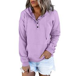 rtdgcv Sweatshirt Damen Oversized Damen Soild Printed Fashion Top Shirt mit Kapuze, Langarm, lässiges Sweatshirt, Reißverschluss, Pullover, Sweatshirt mit Tasche Oversized Hoodie (Purple, L) von rtdgcv