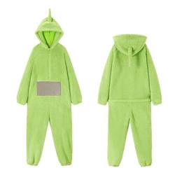 rtdgcv Teletubbies Kostüm Erwachsene Schlafanzug Damen Lang Einteiler Onesie Pyjama Damen Unisex Tier One-Piece Kostüm Cosplay Homewear Fleece Einteiler mit Kapuze Nachtwäsche Party von rtdgcv