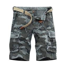 rtdgcv Wanderhose Herren Camouflage 2023 Sommer Casual Camouflage Print Lose Multi Tasche Cargo Hosen Hose Jungs (Grey, 30) von rtdgcv